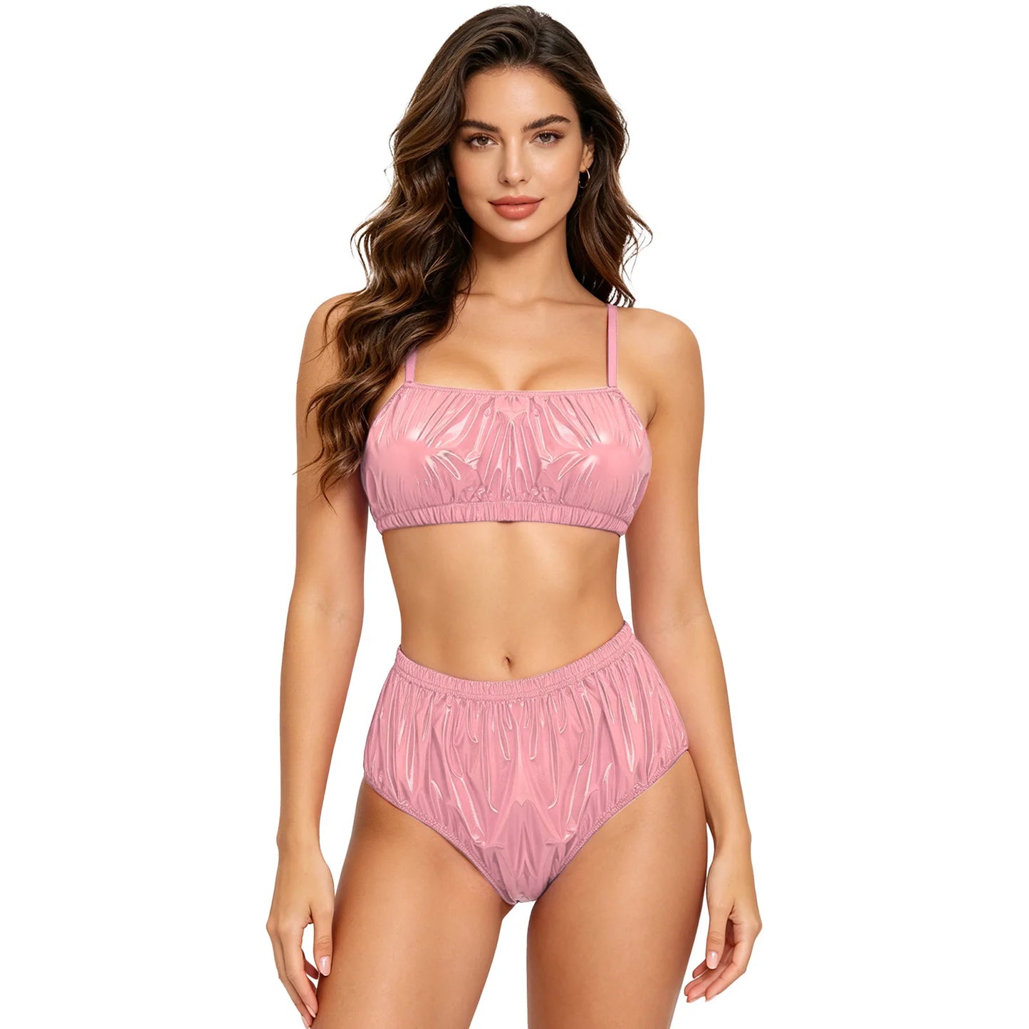 Women's Swimsuit Beach Bathing Suit Two Pieces Swimwear No-pad No-wire Bra Top And Elastic Band Swim Bottom Beachwear Clubwear