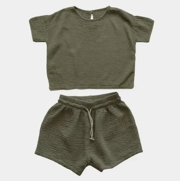 Fashion Children Girls Muslin Shirt and Shorts Set Casual Loose Shorts Sets for Kids Summer