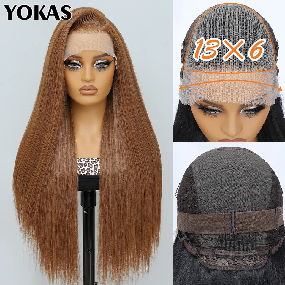 30 Inch Lace Frontal Wig Synthetic 13X6 Straight Hair Lace Wig For Afro Women High Temperture Fiber Blond Women Lace Frontal Wig