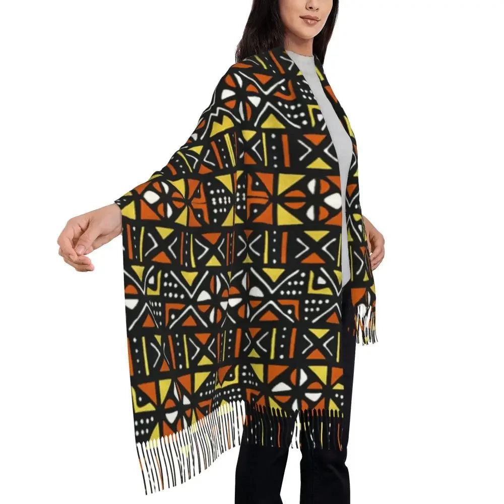 Custom Printed African Bogolan Scarf Men Women Winter Fall Warm Scarves Africa Ethnic Tribal Art Shawl Wrap