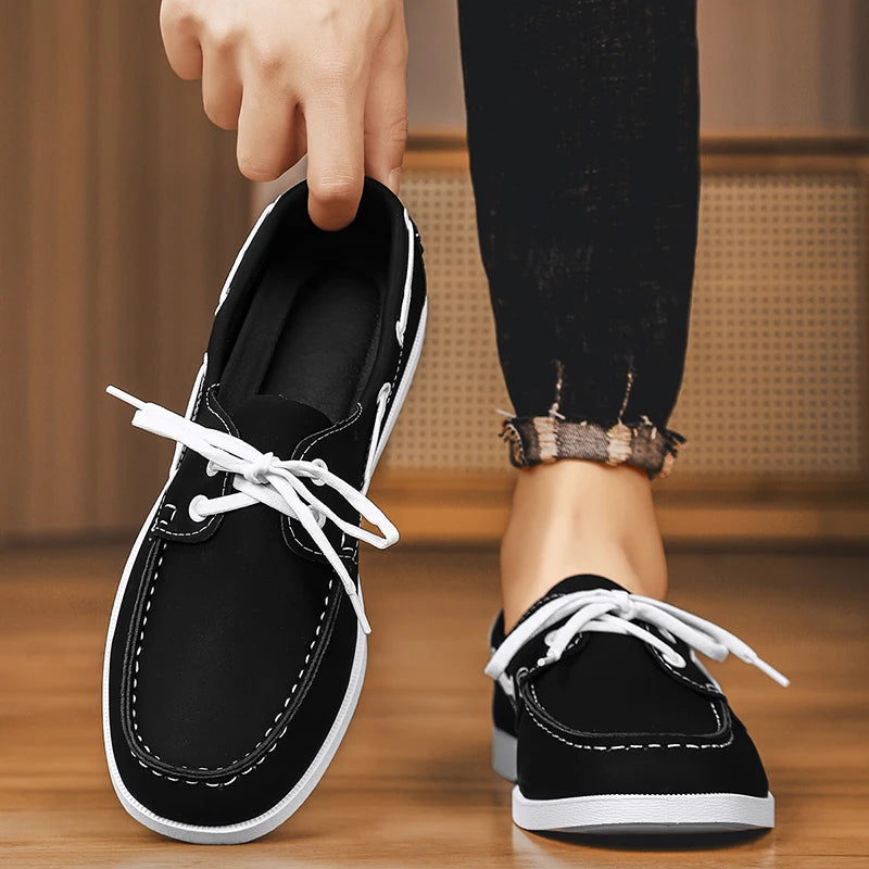 Men Loafers Strap Design Boat Shoes PU Leather High Quality Comfortable Slip-On Soft Flat Driving Shoes For Male Plus Size 40-48