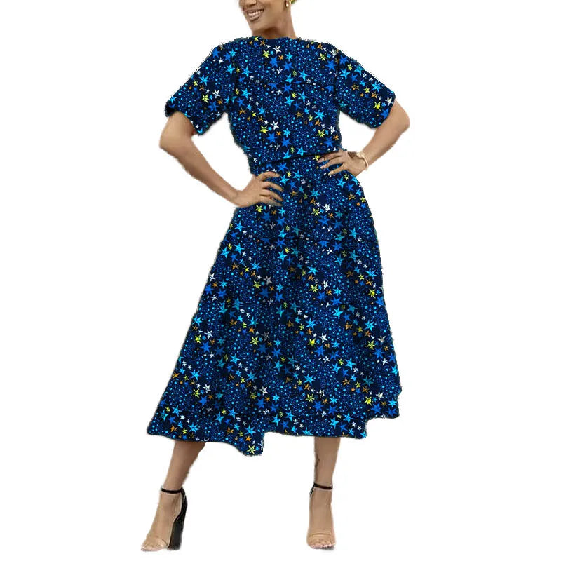 New Fashion Africa Print Clothes Original Design Ankara Outfits Short Tops Patch Skirts Tailor Made African Party Garments