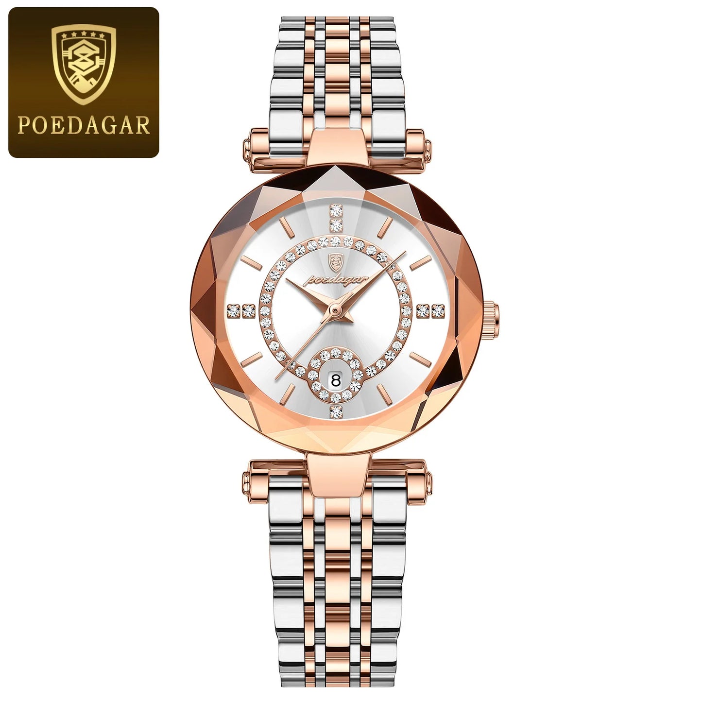 POEDAGAR Luxury Fashion Women Watches Waterproof Stainless Steel Date Diamond Ladies Watch High Quality Quartz Woman Wristwatch