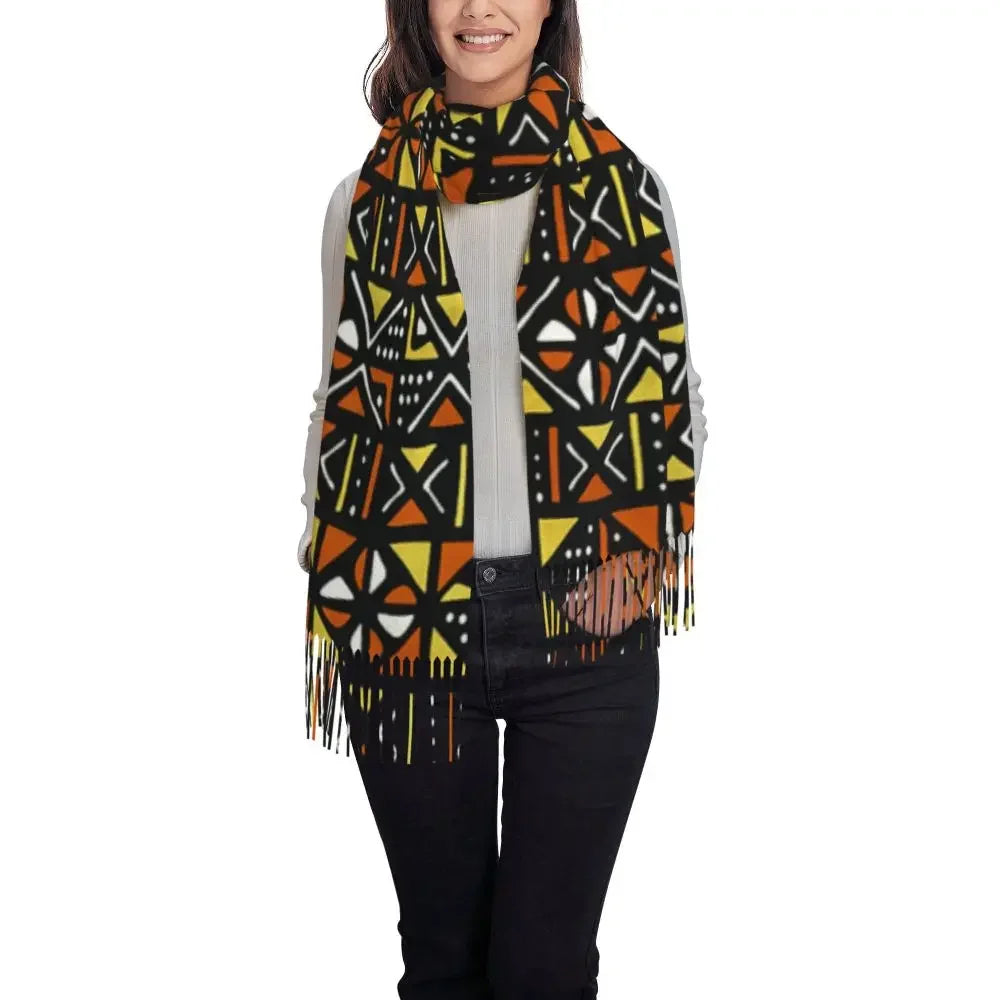 Custom Printed African Bogolan Scarf Men Women Winter Fall Warm Scarves Africa Ethnic Tribal Art Shawl Wrap