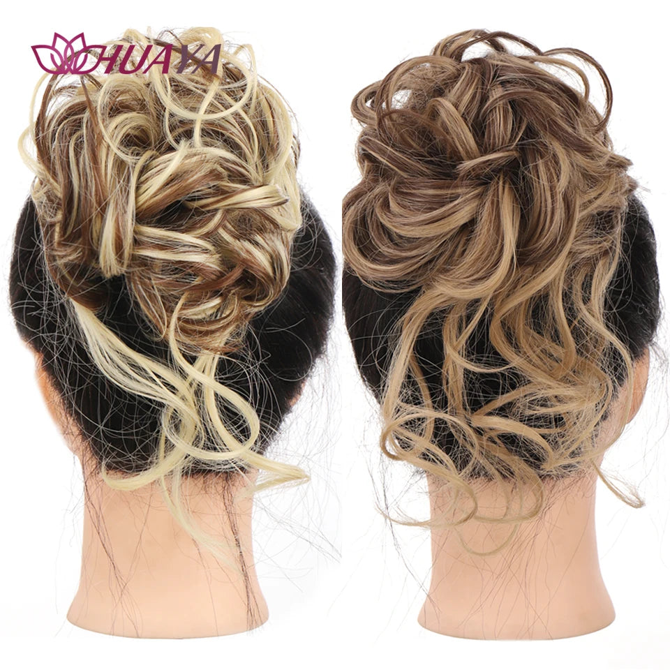 Synthetic Hair Bun Chignon for Women Messy Bun Hair Piece Tousled Updo Hair Extensions With Claw Clip Curly Hairpins Black Brown