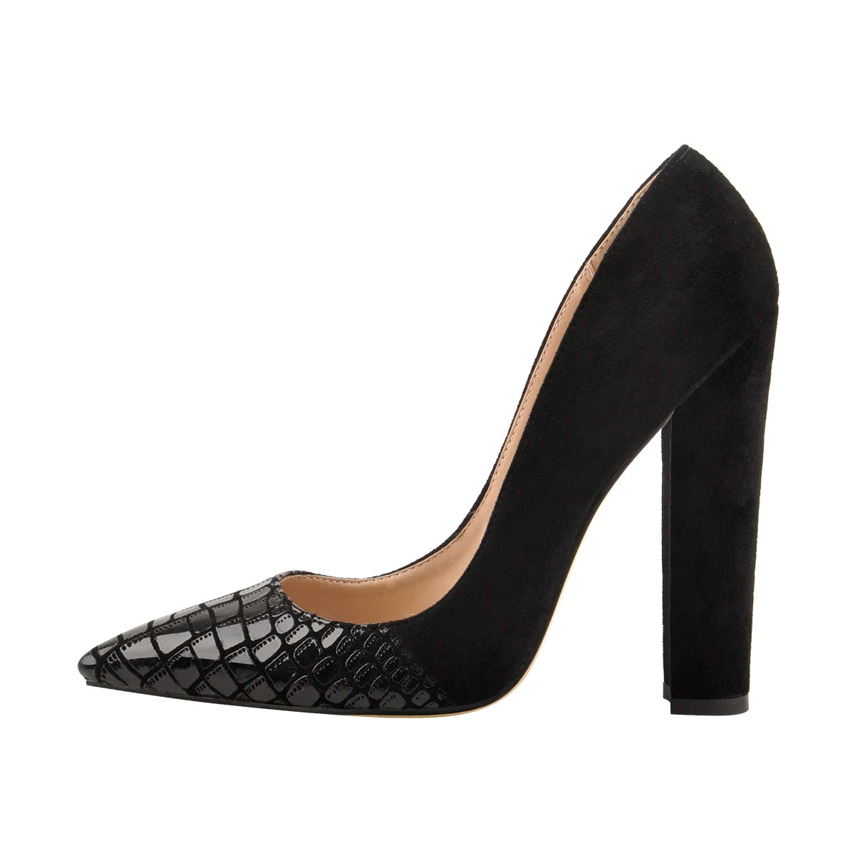 Richealnan Women Pointed Toe  Classic Slip On High Heels Thick Shoes Wedding Office Dress Big Size Chunky Lady  Block Pumps