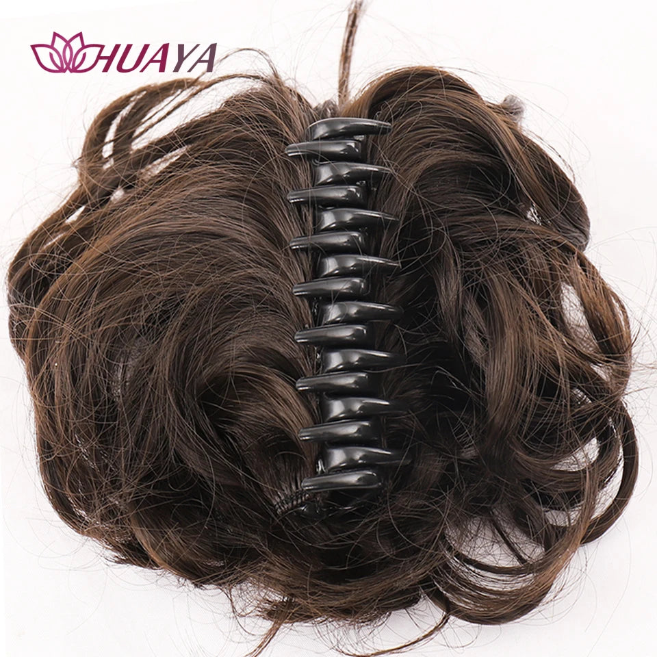 Synthetic Hair Bun Chignon for Women Messy Bun Hair Piece Tousled Updo Hair Extensions With Claw Clip Curly Hairpins Black Brown