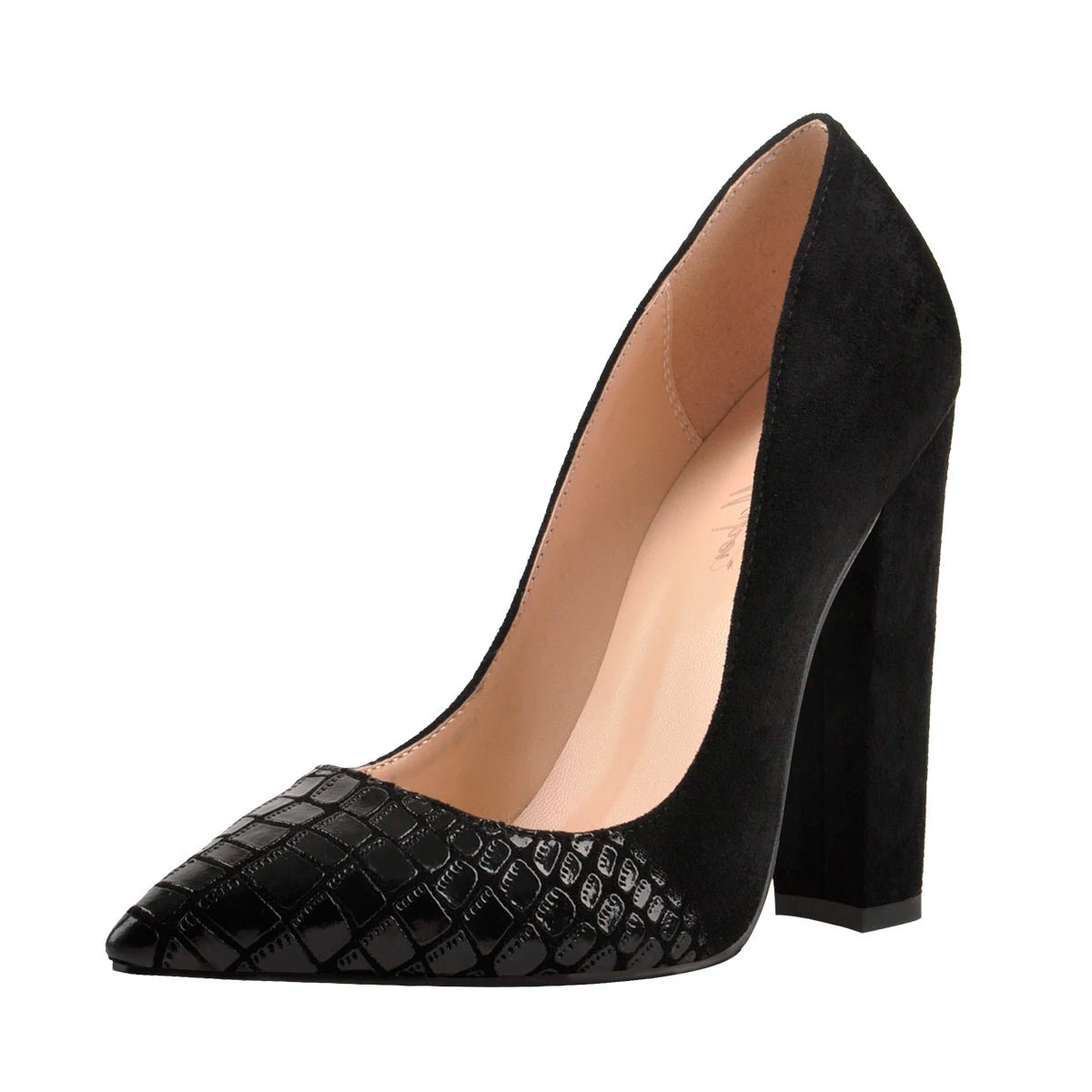 Richealnan Women Pointed Toe  Classic Slip On High Heels Thick Shoes Wedding Office Dress Big Size Chunky Lady  Block Pumps