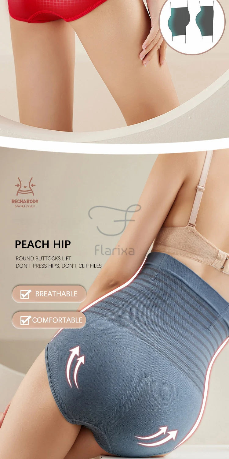 Flarixa High Waist Flat Belly Panties Plus Size Seamless Women's Shorts Body Shaping Boxers XXL Safety Shorts Slimming Underwear