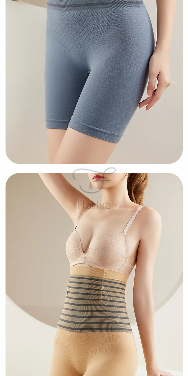 Flarixa High Waist Flat Belly Panties Plus Size Seamless Women's Shorts Body Shaping Boxers XXL Safety Shorts Slimming Underwear