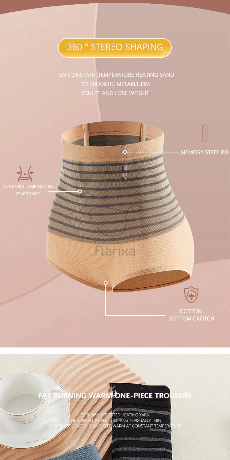 Flarixa High Waist Flat Belly Panties Plus Size Seamless Women's Shorts Body Shaping Boxers XXL Safety Shorts Slimming Underwear