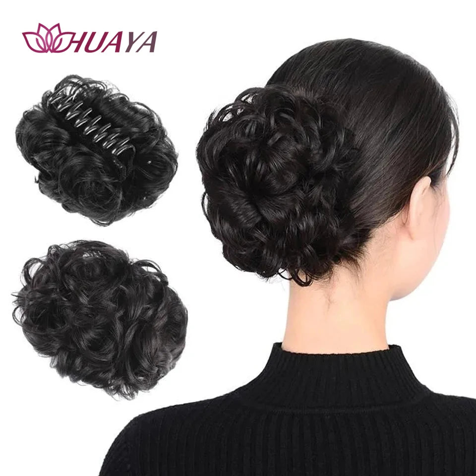 Synthetic Hair Bun Chignon for Women Messy Bun Hair Piece Tousled Updo Hair Extensions With Claw Clip Curly Hairpins Black Brown
