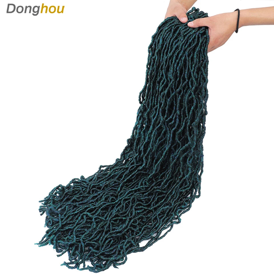Long Goddess Faux Locks Crochet Braids Brown Blue 1B 30 350 Soft Locs Braiding Hair Synthetic Faux Locs Crochet Hair Extensions