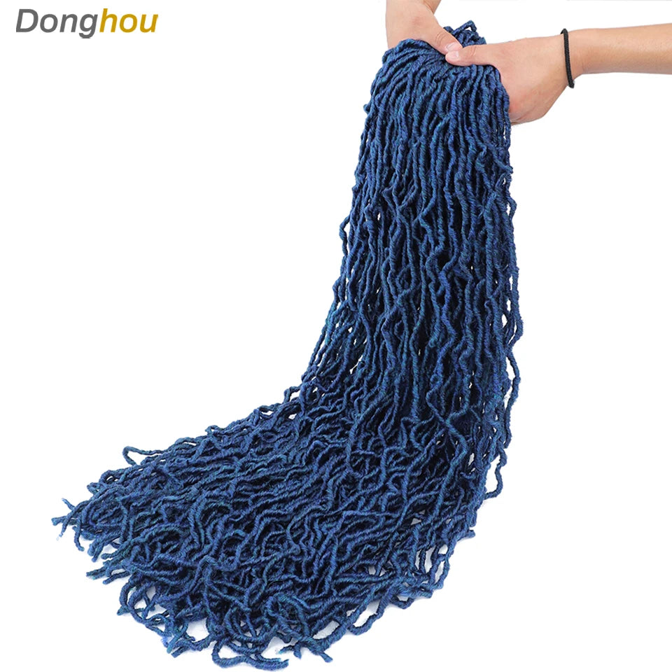 Long Goddess Faux Locks Crochet Braids Brown Blue 1B 30 350 Soft Locs Braiding Hair Synthetic Faux Locs Crochet Hair Extensions