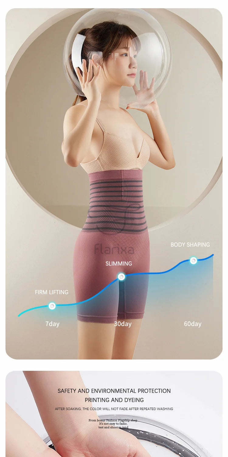 Flarixa High Waist Flat Belly Panties Plus Size Seamless Women's Shorts Body Shaping Boxers XXL Safety Shorts Slimming Underwear