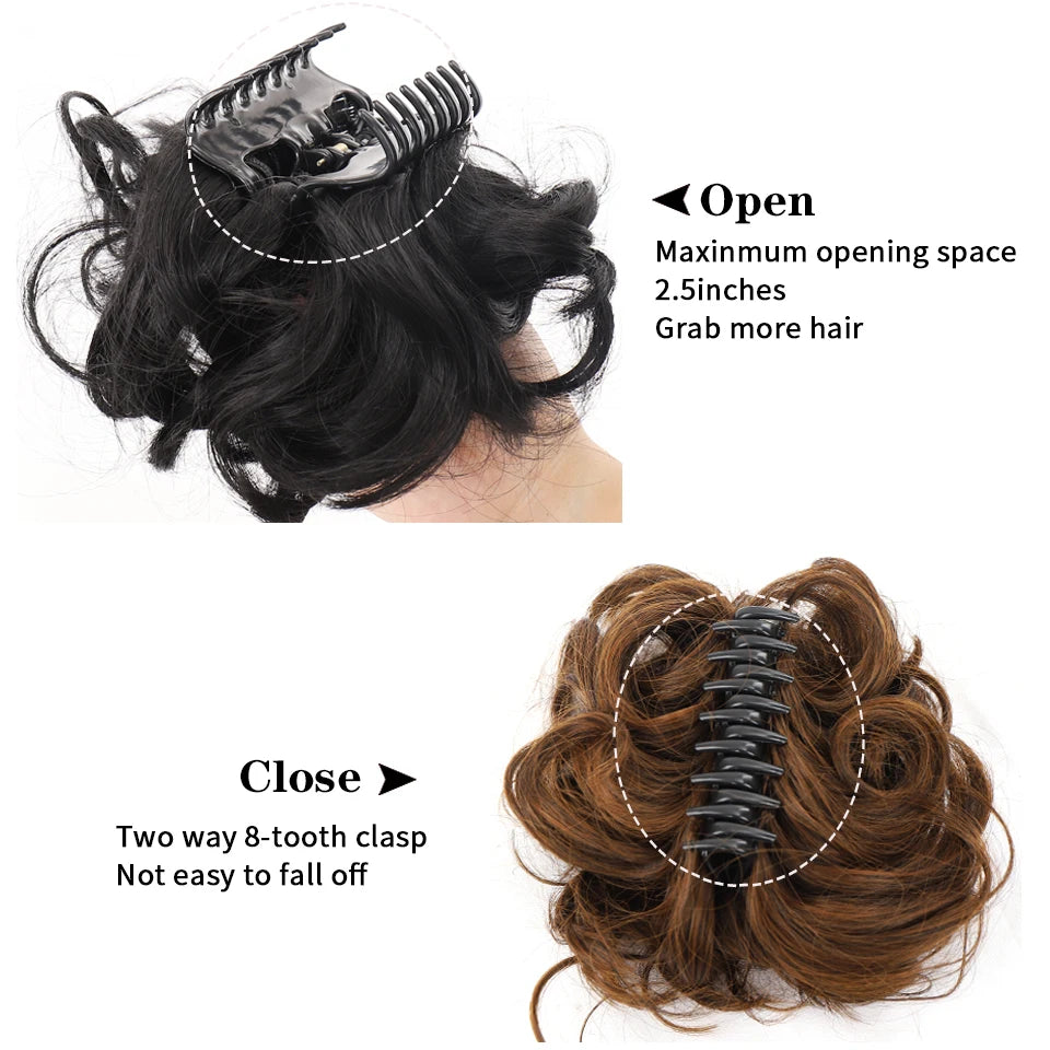 Synthetic Hair Bun Chignon for Women Messy Bun Hair Piece Tousled Updo Hair Extensions With Claw Clip Curly Hairpins Black Brown
