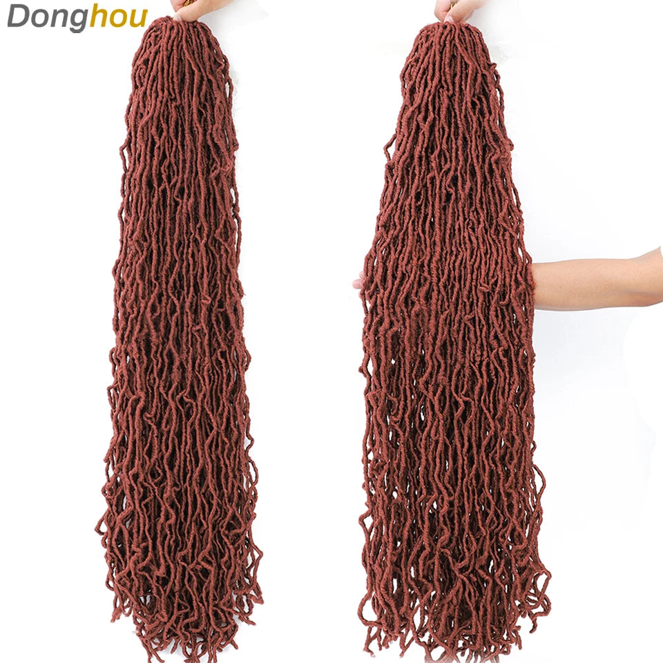 Long Goddess Faux Locks Crochet Braids Brown Blue 1B 30 350 Soft Locs Braiding Hair Synthetic Faux Locs Crochet Hair Extensions