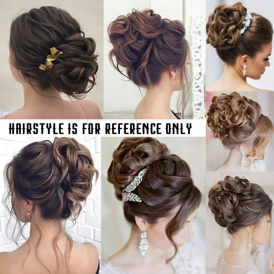 Synthetic Hair Bun Chignon for Women Messy Bun Hair Piece Tousled Updo Hair Extensions With Claw Clip Curly Hairpins Black Brown