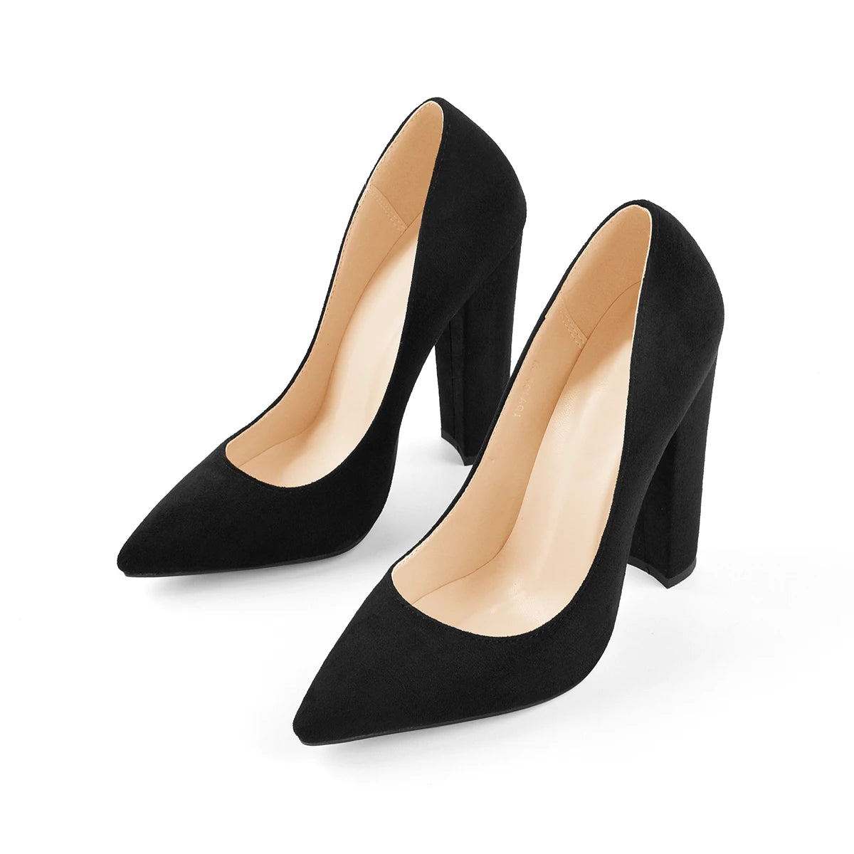 Richealnan Women Pointed Toe  Classic Slip On High Heels Thick Shoes Wedding Office Dress Big Size Chunky Lady  Block Pumps