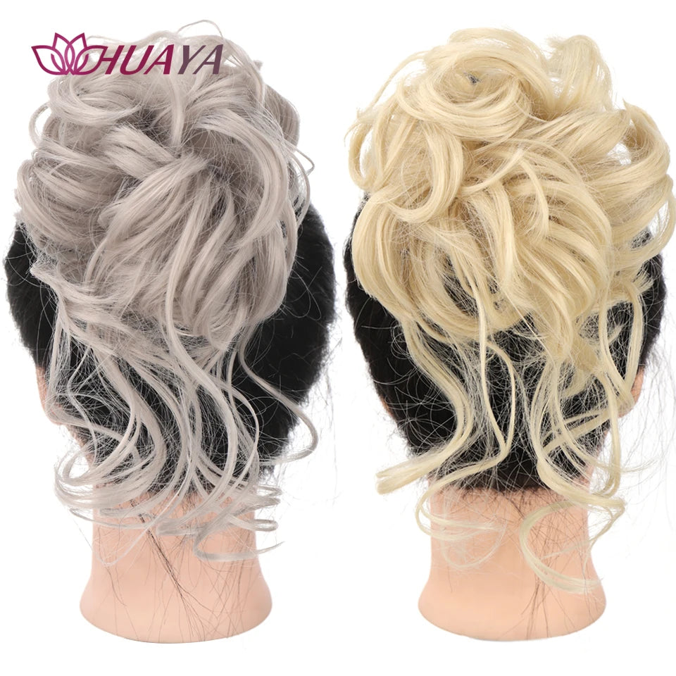 Synthetic Hair Bun Chignon for Women Messy Bun Hair Piece Tousled Updo Hair Extensions With Claw Clip Curly Hairpins Black Brown